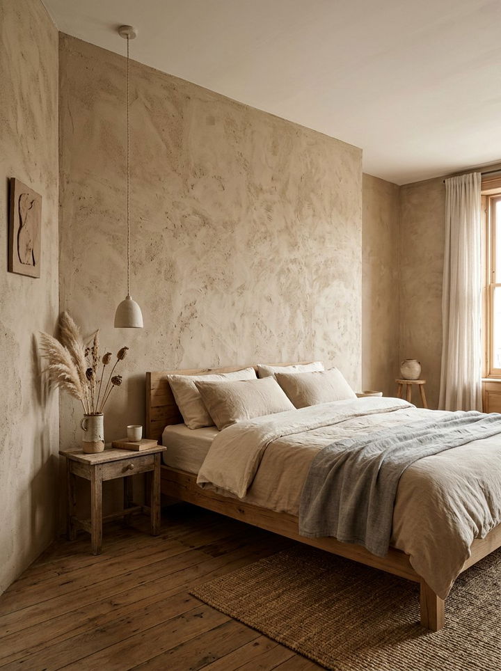 Clay Wall Finish - 30 natural bedroom ideas
