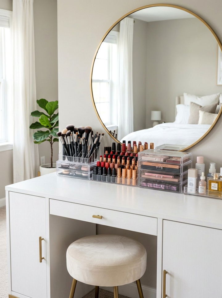 Clear Acrylic Containers - 30 bedroom organization ideas