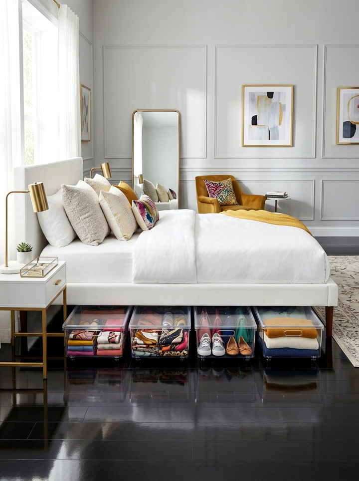 Clear Acrylic Under Bed Containers - 30 bedroom under bed storage ideas