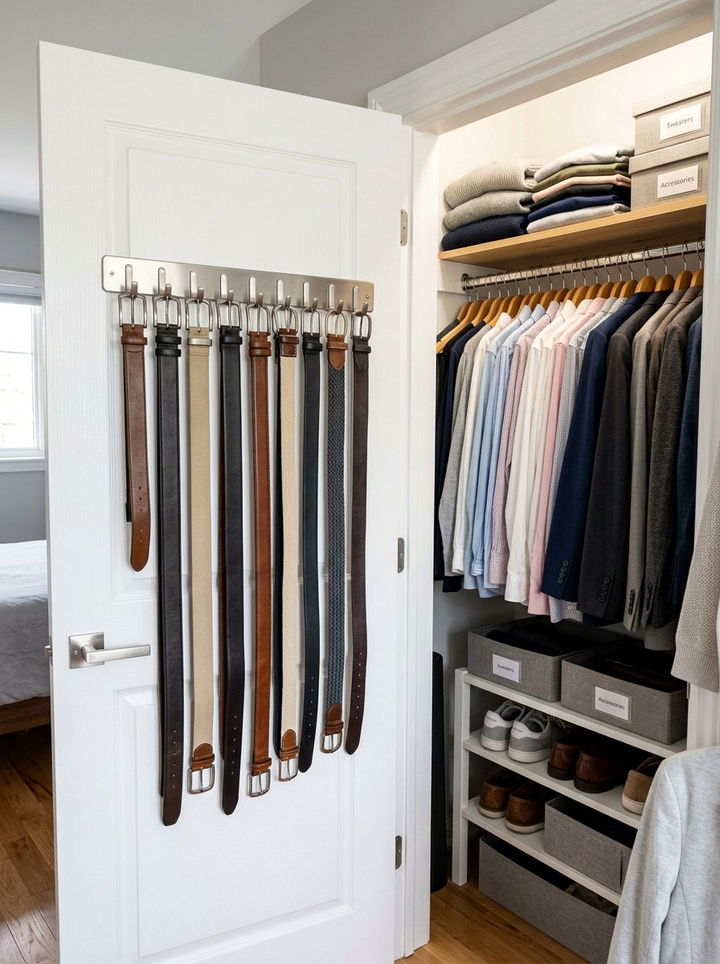 Closet Belt Hook - 30 command strip bedroom ideas