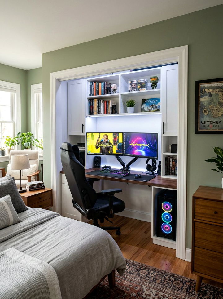 Closet Gaming Setup - 30 gaming bedroom ideas