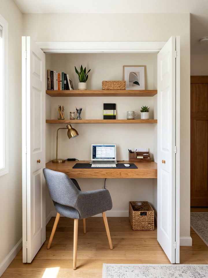 Closet Office Nook - 30 bedroom office combo ideas
