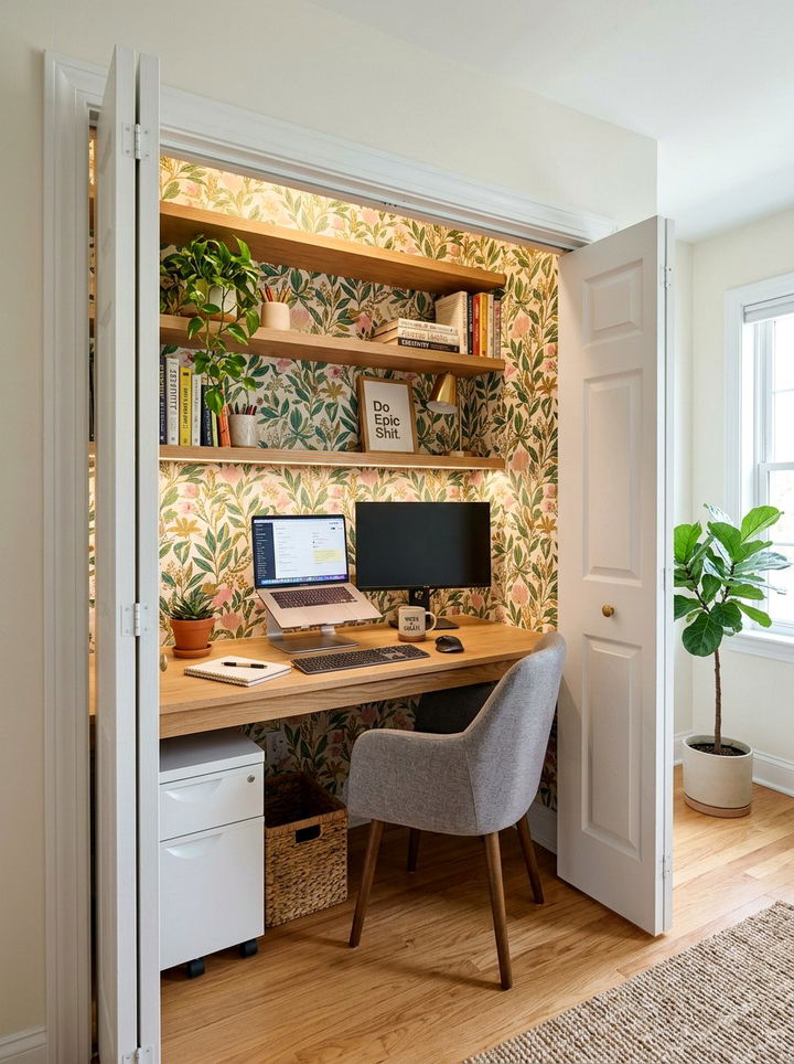 Closet Office Workspace - 30 bedroom multi-functional ideas