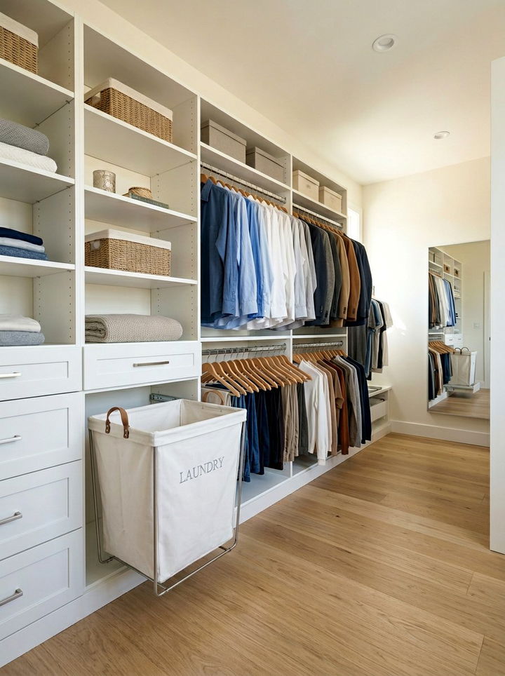 Closet laundry hamper - 30 bedroom dirty clothes storage ideas