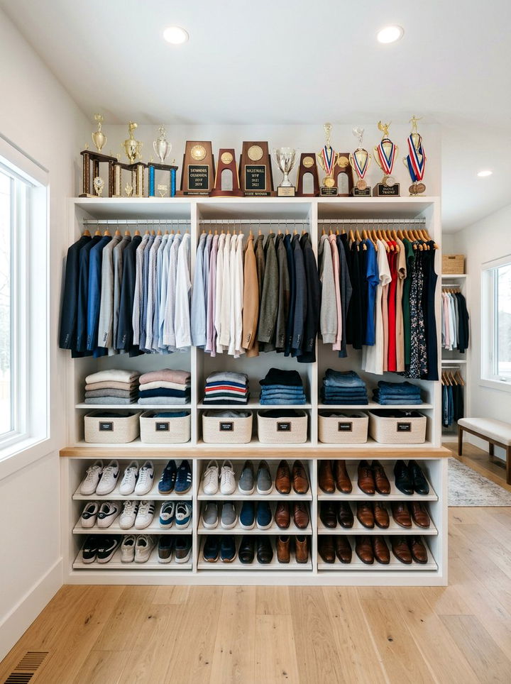 Closet trophy organization - 30 bedroom trophy display ideas