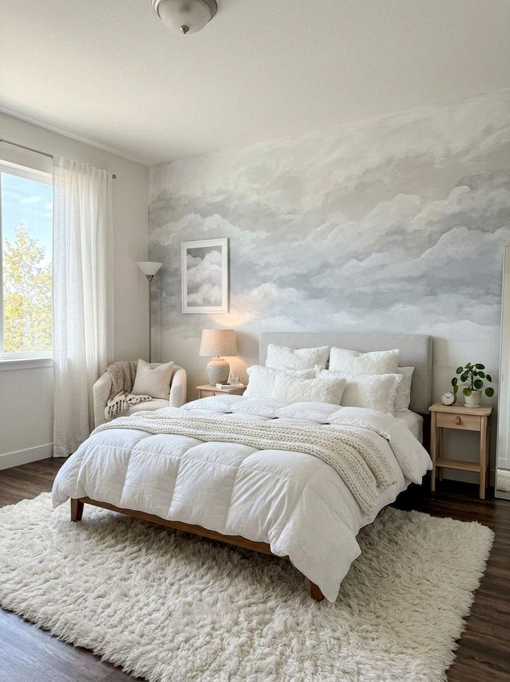 Clouds ombre wall bedroom - 30 bedroom ombre wall ideas
