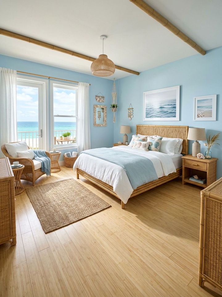 Coastal Bamboo Bedroom - 30 bedroom bamboo flooring ideas