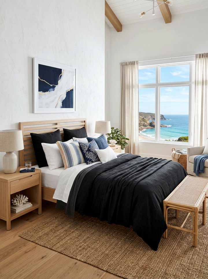 Coastal Bedroom Black Bedding - 30 coastal black bedroom ideas