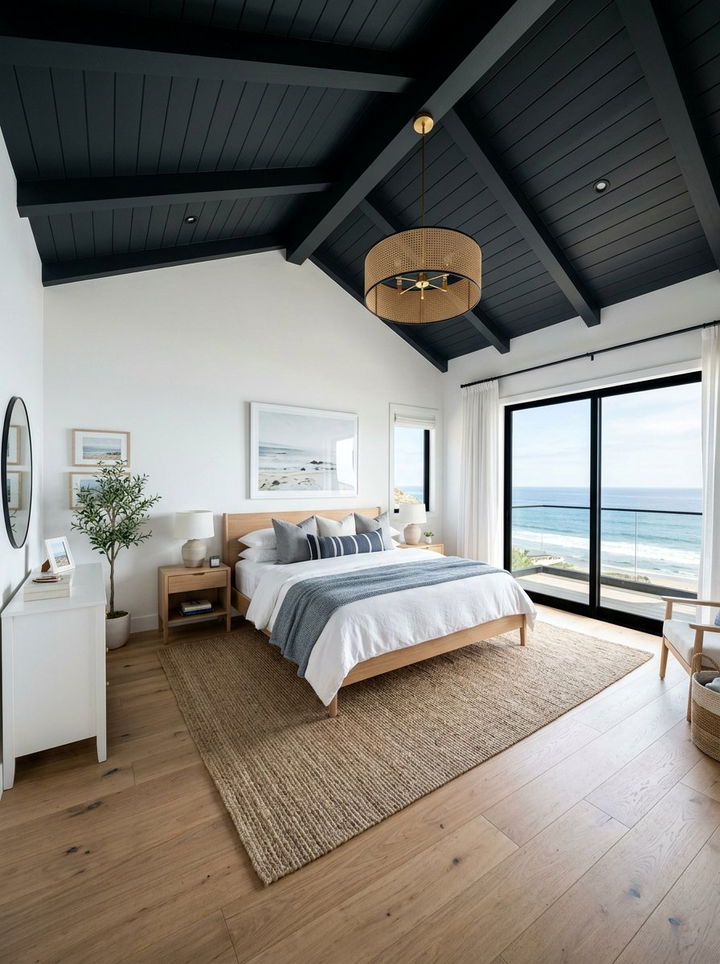Coastal Bedroom Black Ceiling - 30 coastal black bedroom ideas