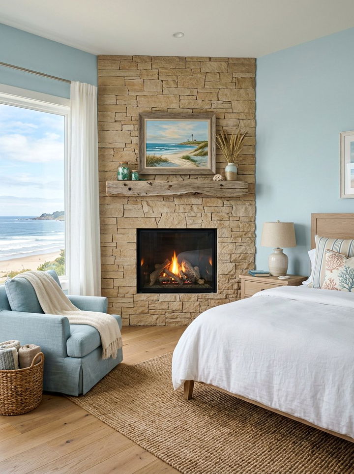 Coastal Bedroom Gas Fireplace - 30 bedroom gas fireplace ideas