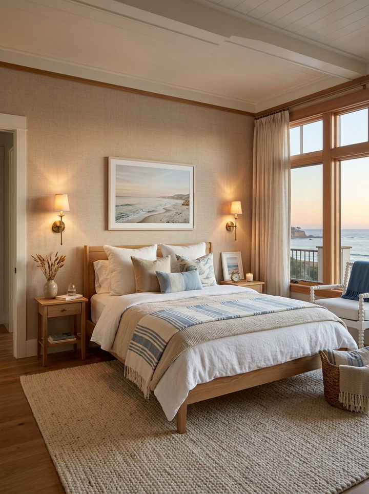 Coastal Bedroom With Sconce Lighting - 30 coastal beige bedroom ideas