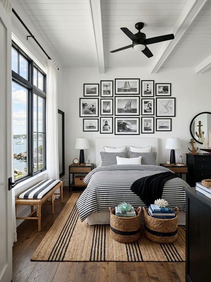 Coastal Black And White Bedroom - 30 coastal black bedroom ideas