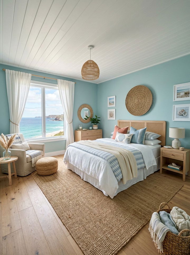 Coastal Blue Bedroom - 30 scandinavian blue bedroom ideas