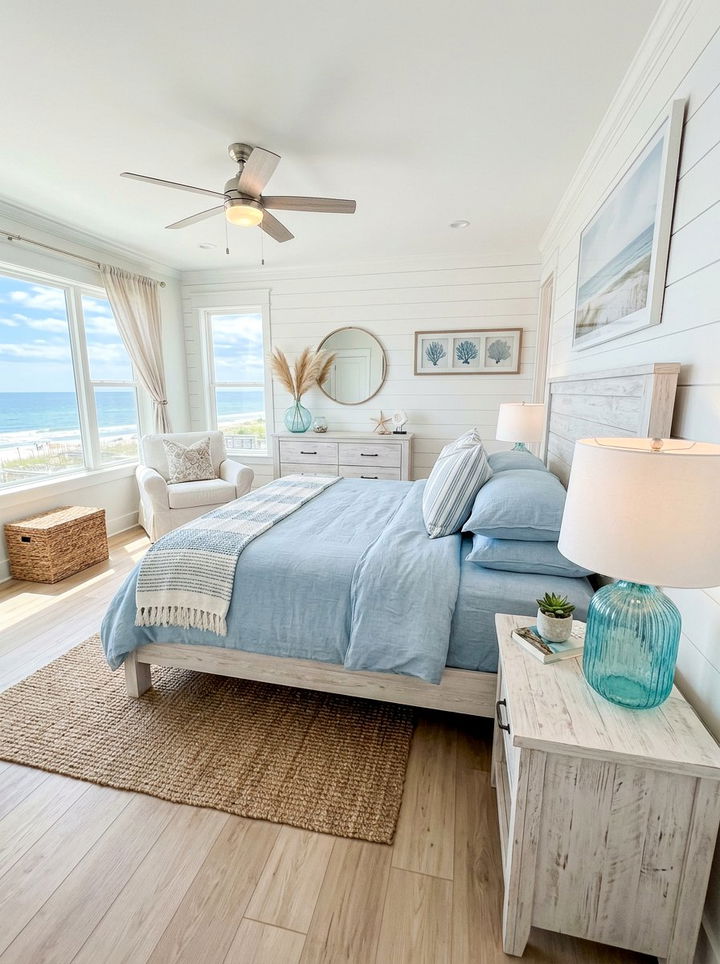 Coastal Blue Glass Lamp - 30 bedroom lamp ideas