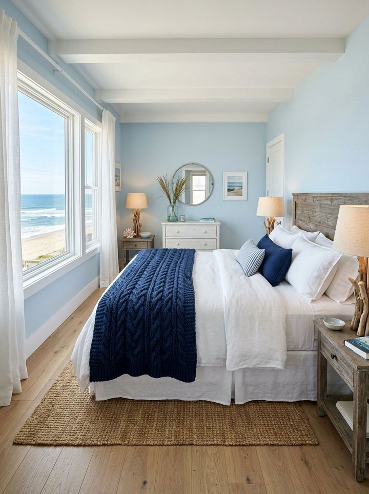 Coastal Blue Knit Bedroom - 30 knitted bedroom ideas