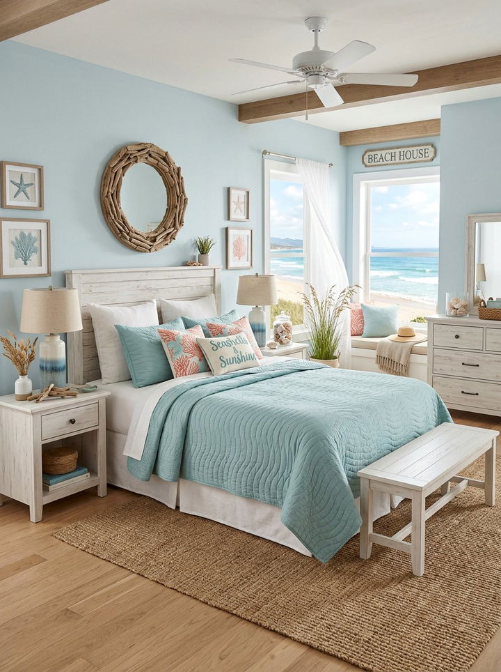 Coastal Blue Quilt Bedspread - 30 bedroom bedspreads