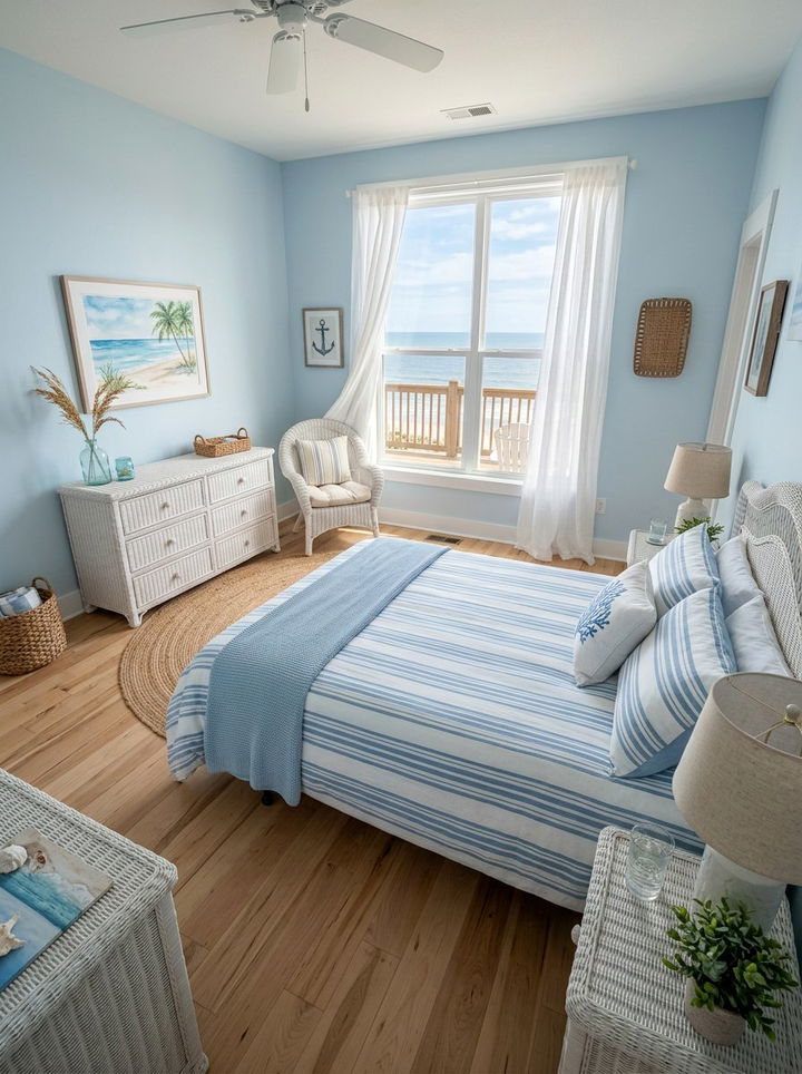 Coastal Blue Striped Set - 30 bedroom bedding sets