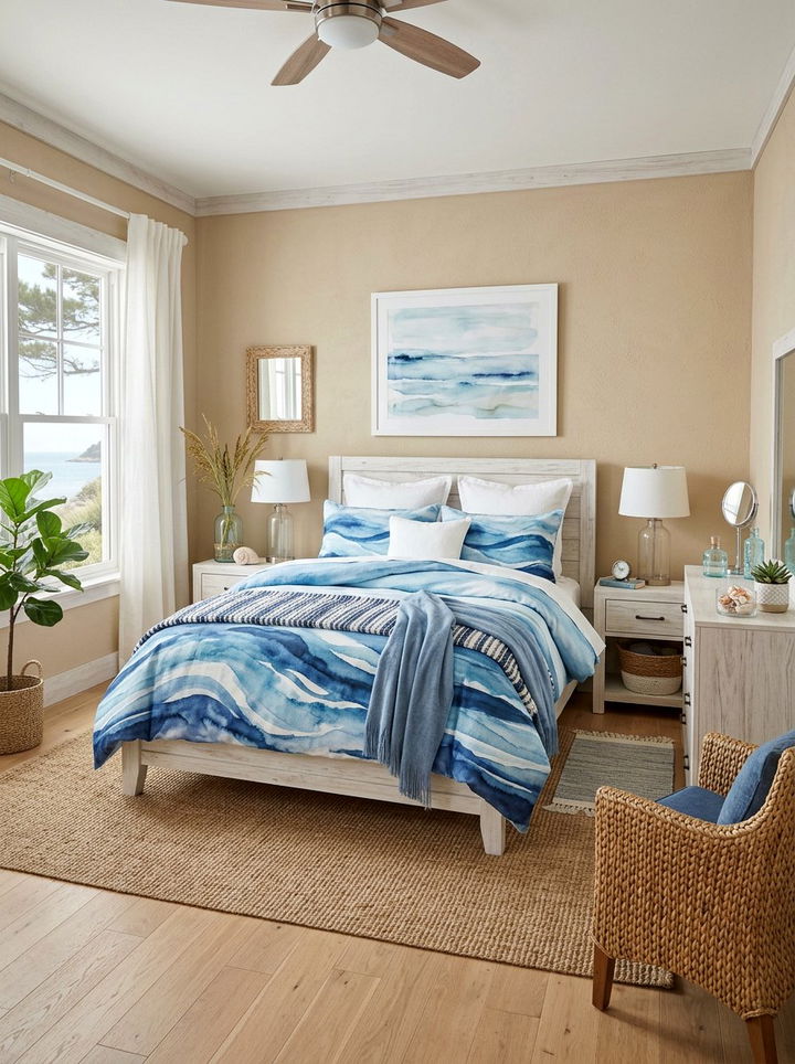 Coastal Blue Watercolor Duvet Cover - 30 bedroom duvet covers