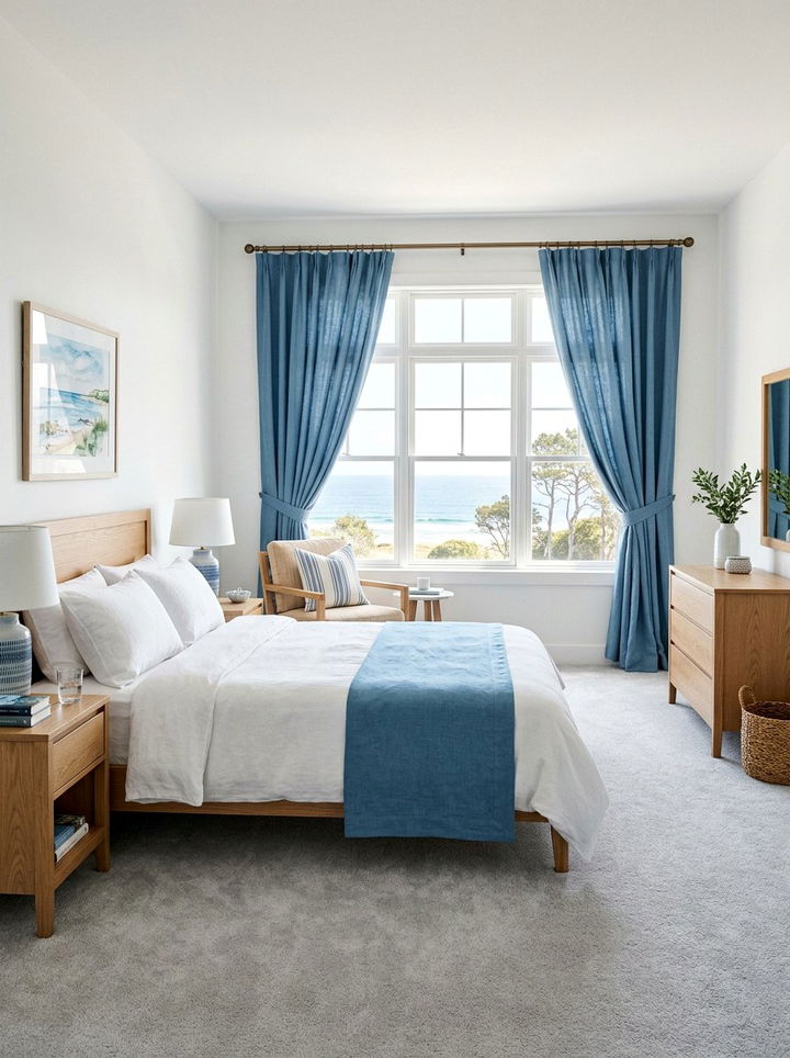 Coastal Blue Window Treatment - 30 coastal blue bedroom ideas