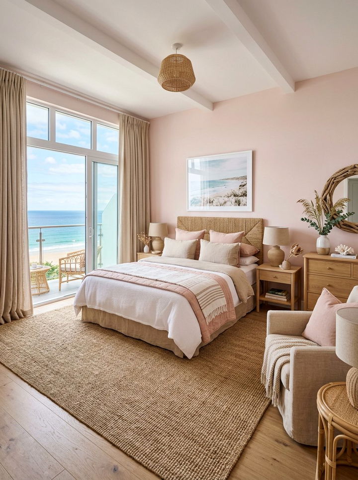 Coastal Blush Pink Bedroom - 30 blush pink bedroom ideas