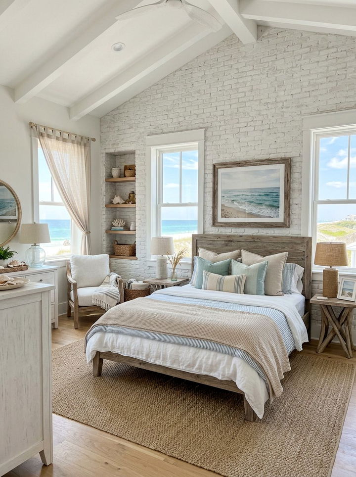 Coastal Brick Bedroom - 30 exposed brick bedroom ideas