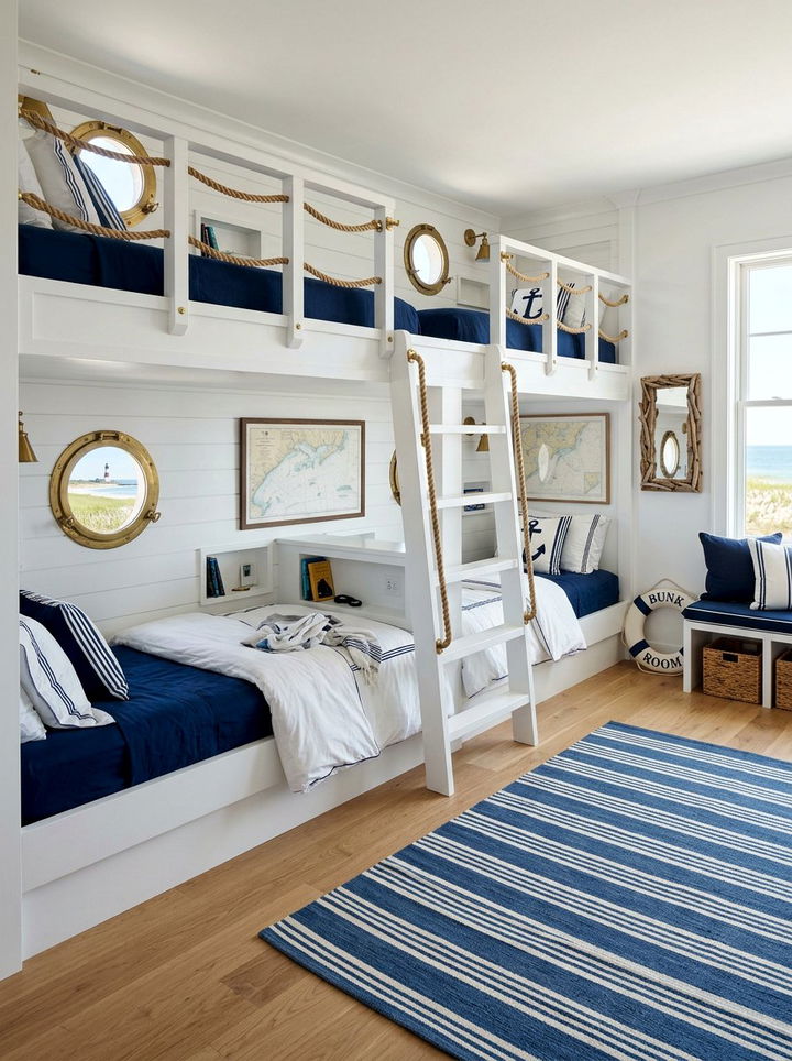 Coastal Bunk Room - 30 beach themed bedroom ideas