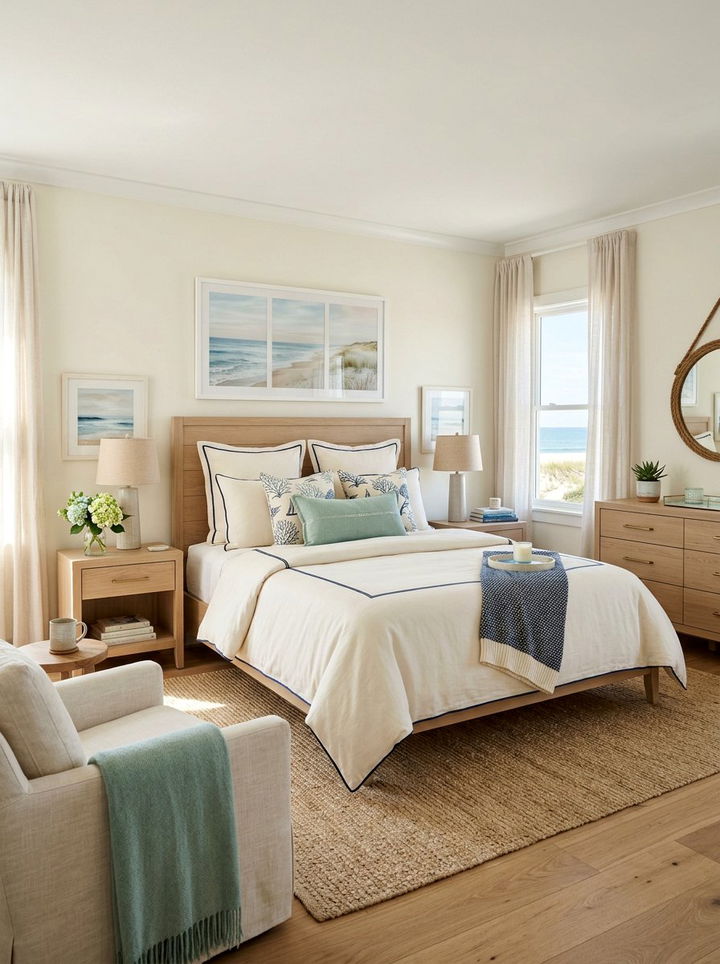 Coastal Cream Bedroom Blue Accents - 30 coastal cream bedroom ideas