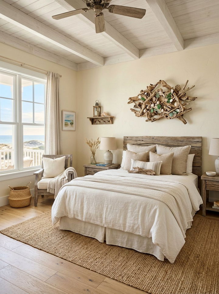 Coastal Cream Bedroom Driftwood Accents - 30 coastal cream bedroom ideas