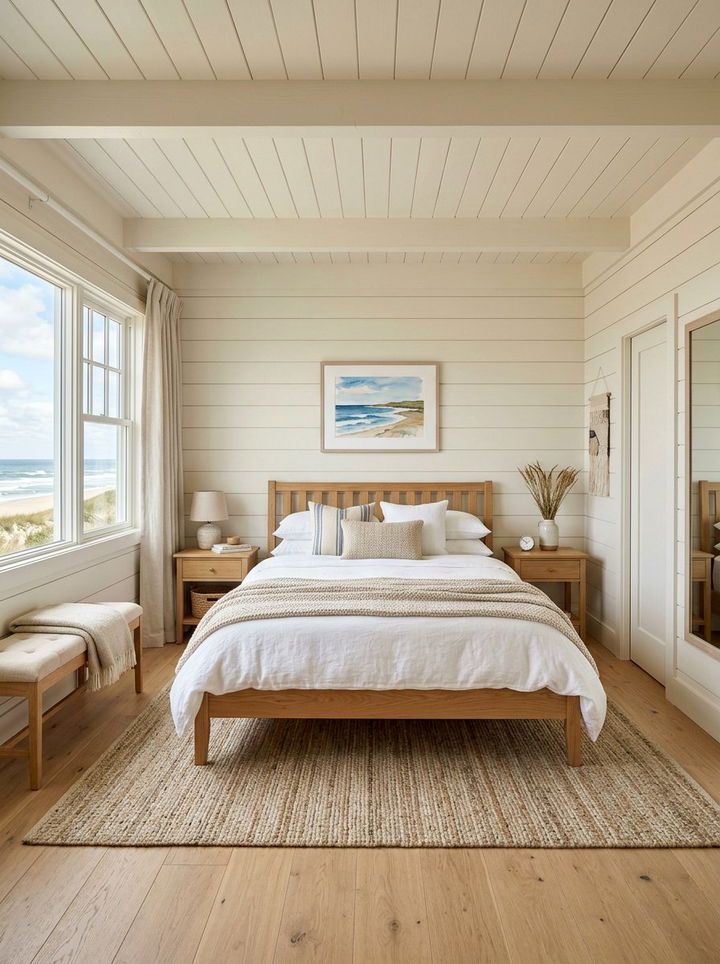 Coastal Cream Bedroom Shiplap Walls - 30 coastal cream bedroom ideas