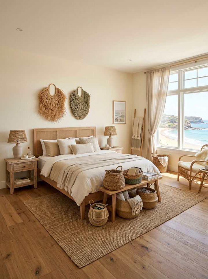 Coastal Cream Bedroom Woven Decor - 30 coastal cream bedroom ideas