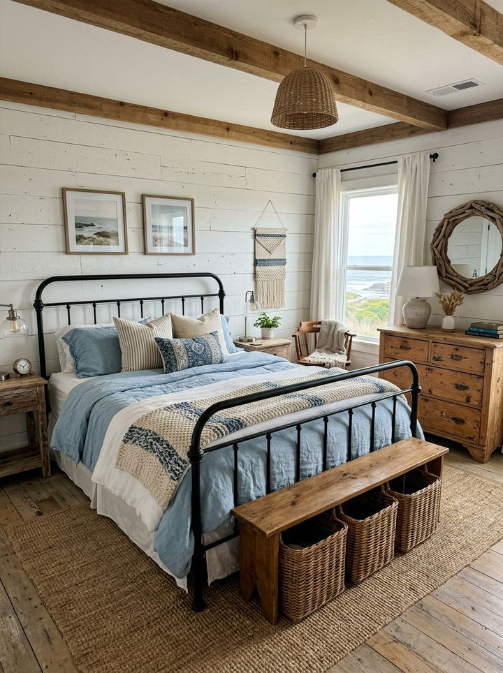 Coastal Farmhouse Bedroom - 30 beach themed bedroom ideas
