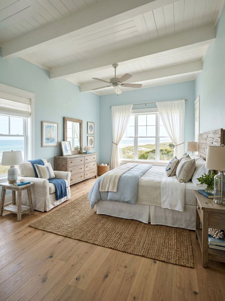 Coastal Farmhouse Blue Bedroom - 30 farmhouse blue bedroom ideas