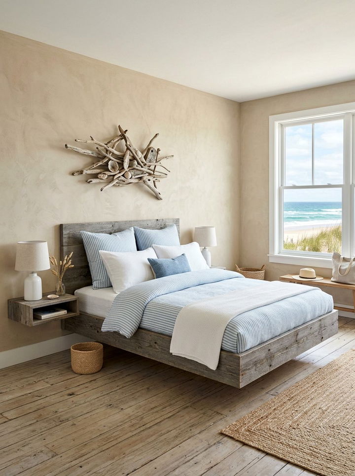 Coastal Floating Bed - 30 bedroom floating bed ideas