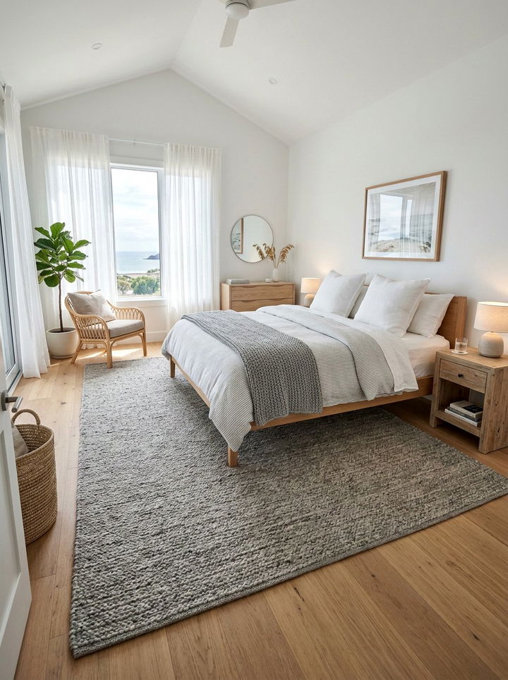 Coastal Gray Jute Rug Bedroom - 30 coastal gray bedroom ideas