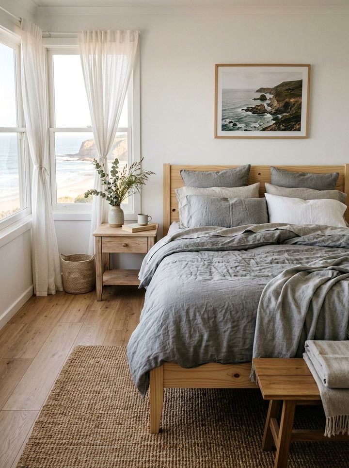 Coastal Gray Linen Bedding Bedroom - 30 coastal gray bedroom ideas