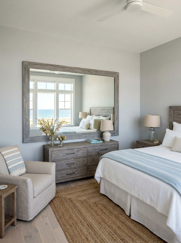 Coastal Gray Mirror Bedroom - 30 coastal gray bedroom ideas