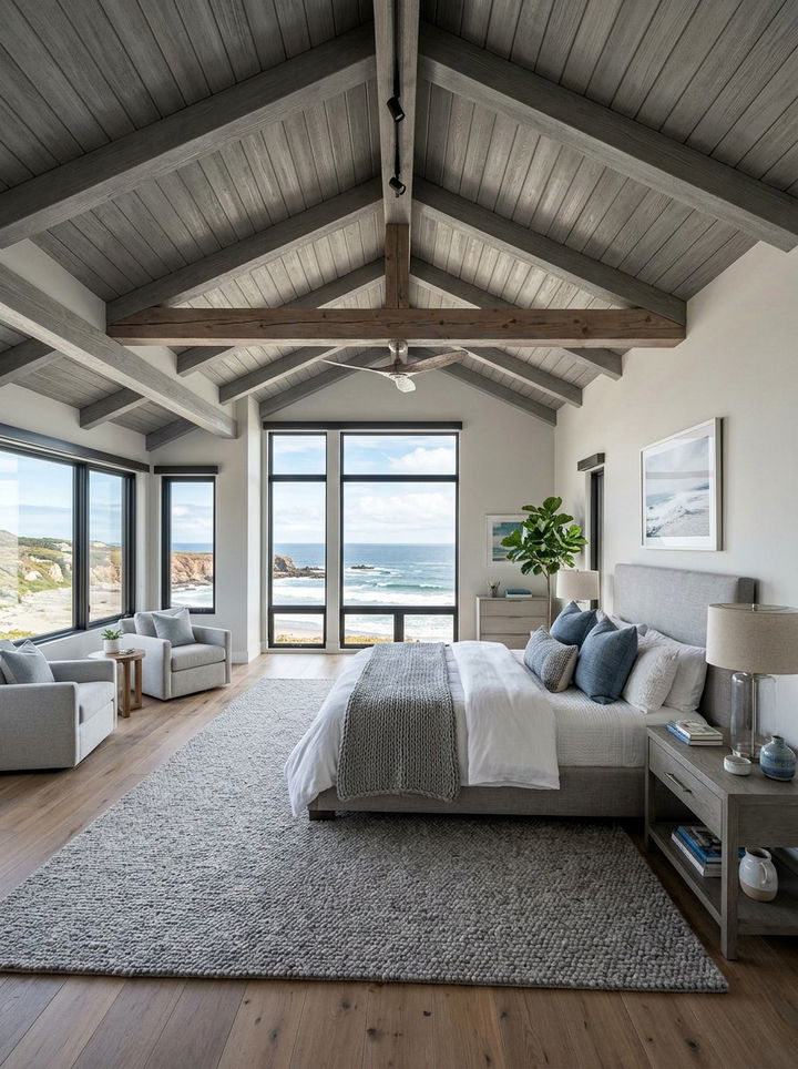 Coastal Gray Vaulted Ceiling Bedroom - 30 coastal gray bedroom ideas