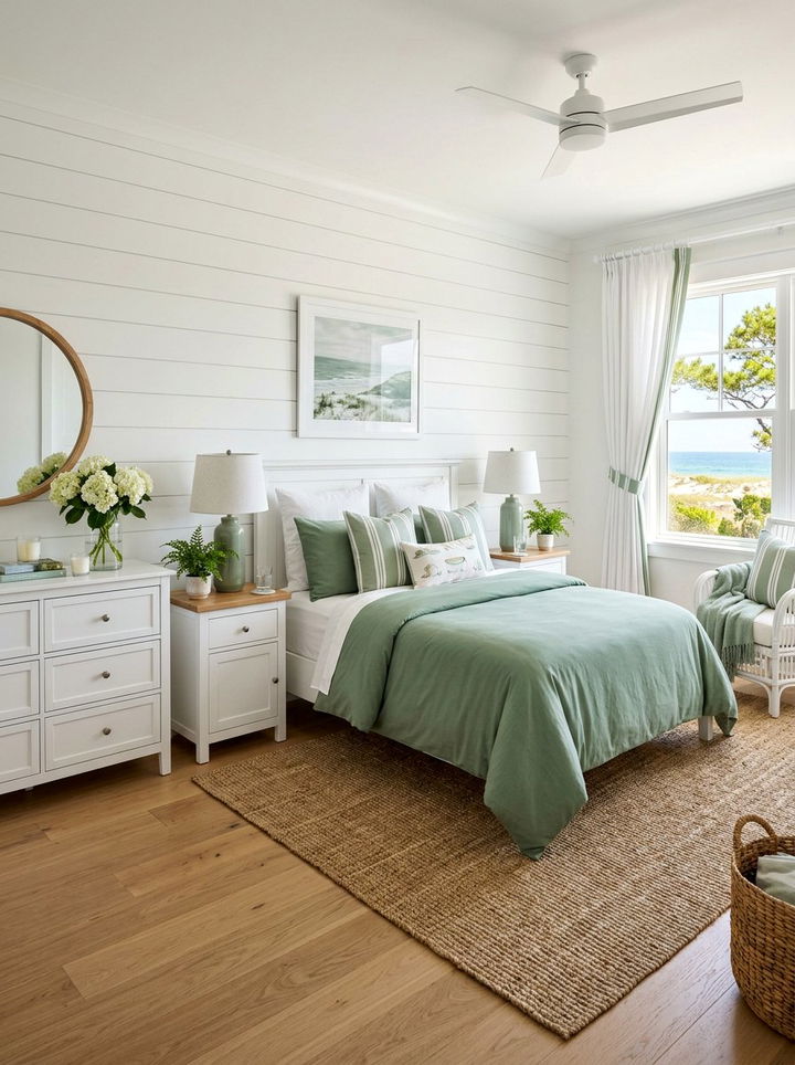 Coastal Green And White Bedroom - 30 coastal green bedroom ideas