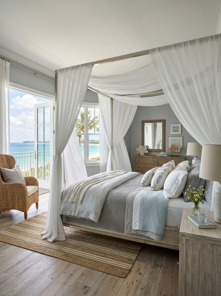Coastal Grey Bedroom With Canopy - 30 coastal grey bedroom ideas