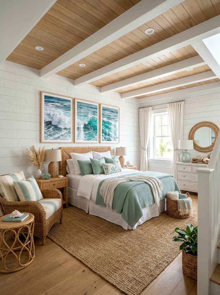 Coastal Inspired Basement Bedroom - 30 basement bedroom ideas