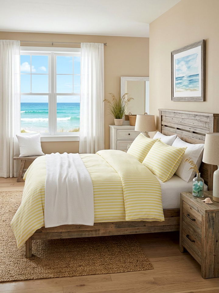 Coastal Lemon Yellow Bedroom - 30 lemon yellow bedroom ideas