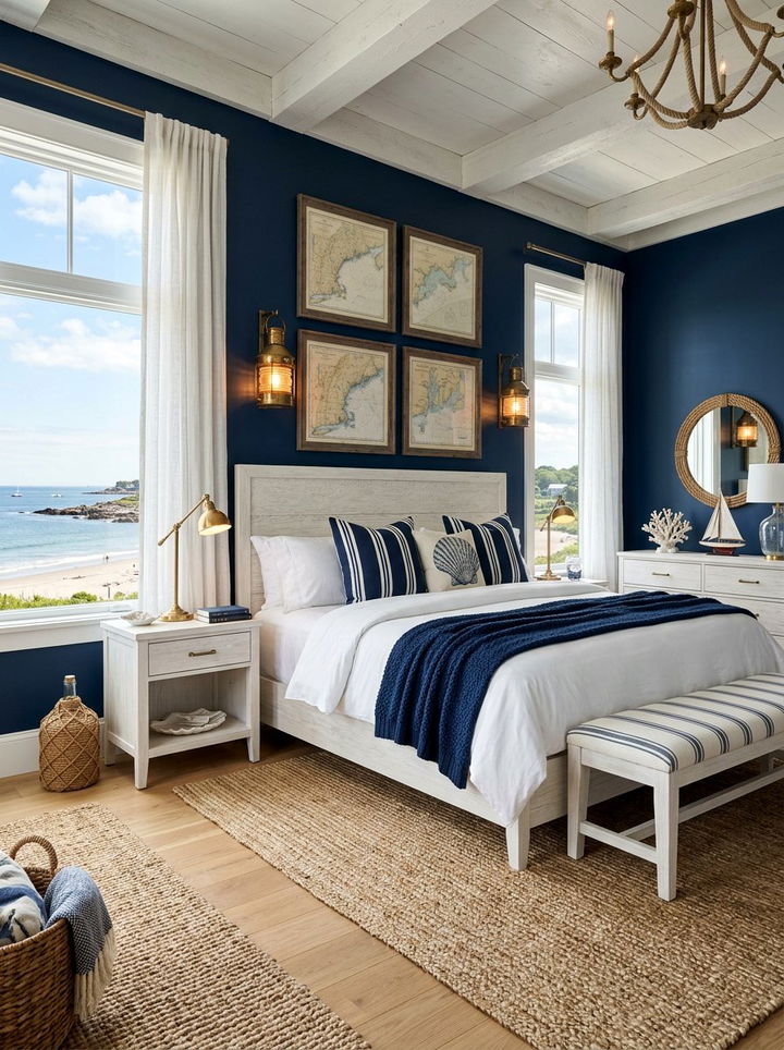Coastal Midnight Blue Bedroom - 30 midnight blue bedroom ideas