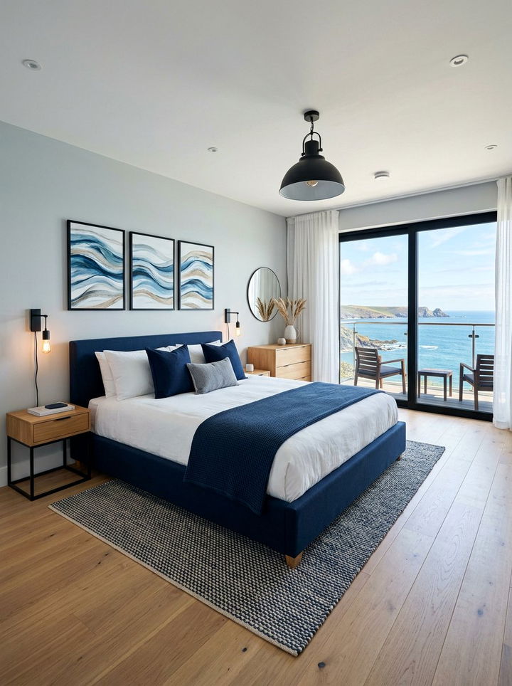 Coastal Modern Navy Suite - 30 coastal blue bedroom ideas
