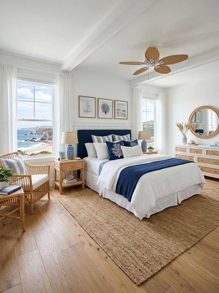 Coastal Navy Bedroom - 30 navy blue bedroom ideas