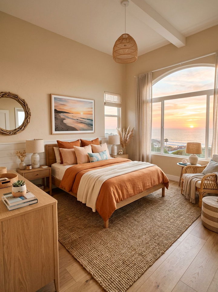 Coastal Orange Bedroom - 30 bright orange bedroom ideas