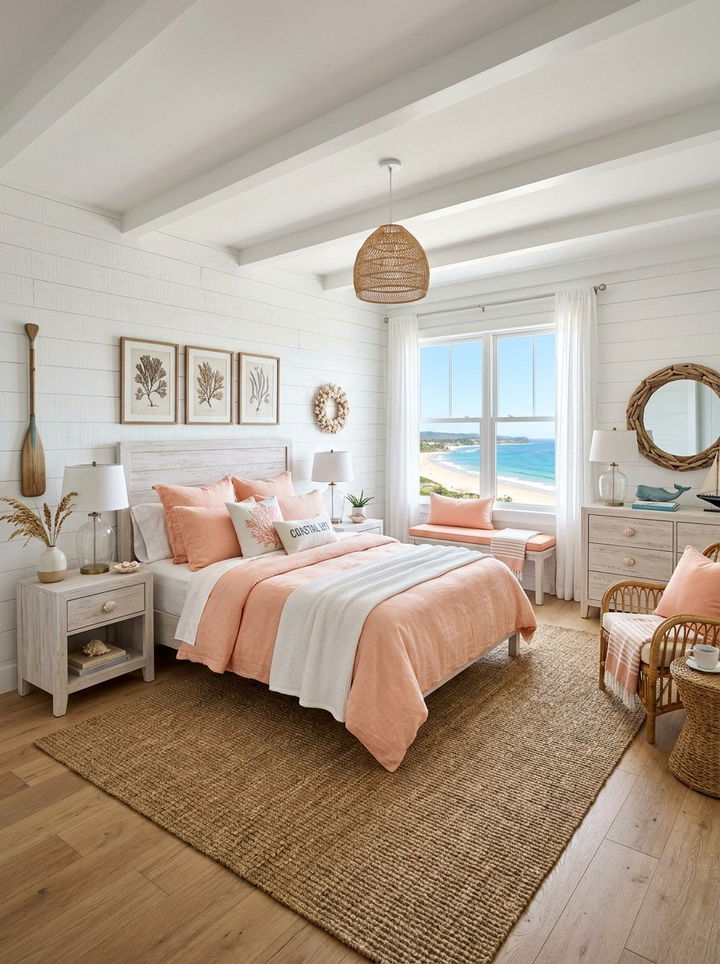 Coastal Peach And White Bedroom - 30 peach and white bedroom ideas