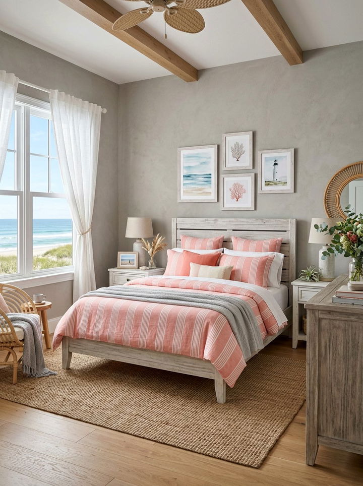 Coastal Pink and Gray Bedroom - 30 pink gray bedroom ideas