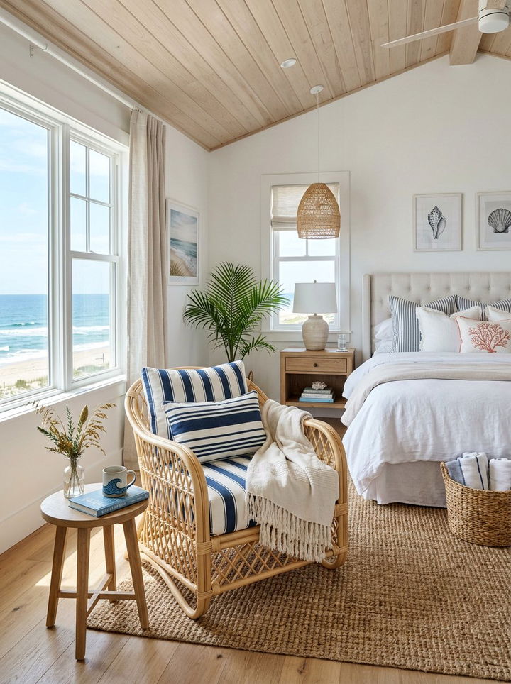 Coastal Rattan Chair - 30 bedroom reading chairs