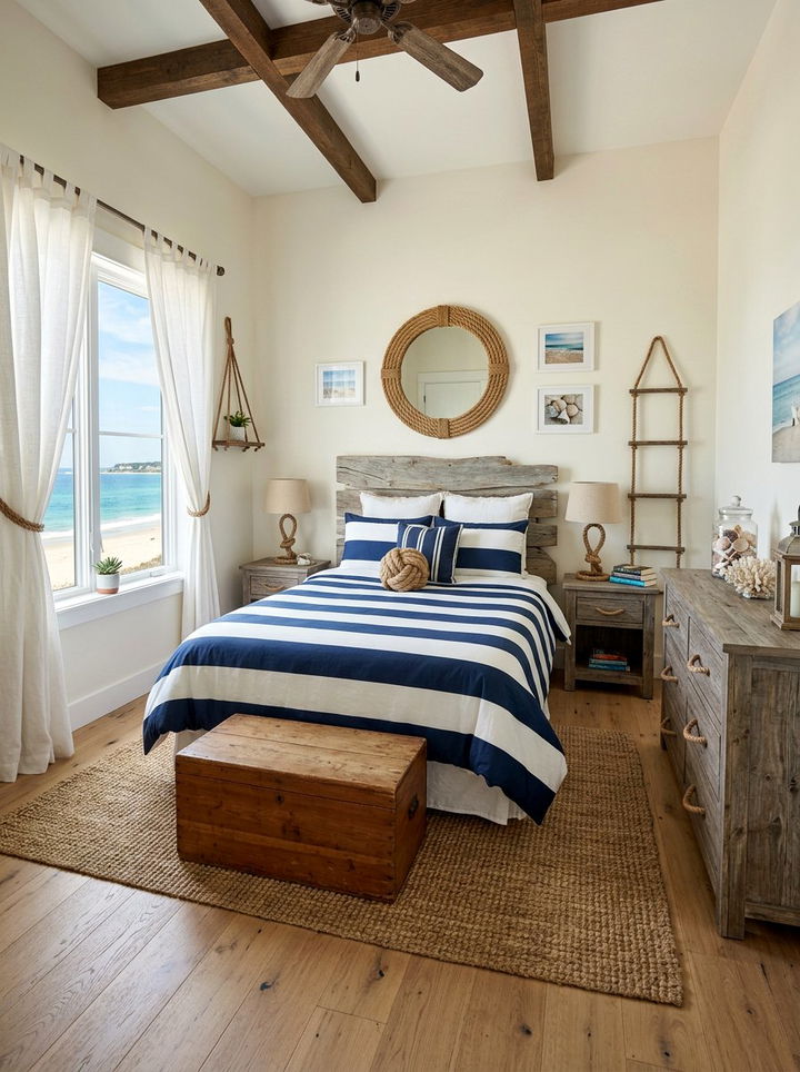 Coastal Rustic Theme - 30 rustic navy bedroom ideas