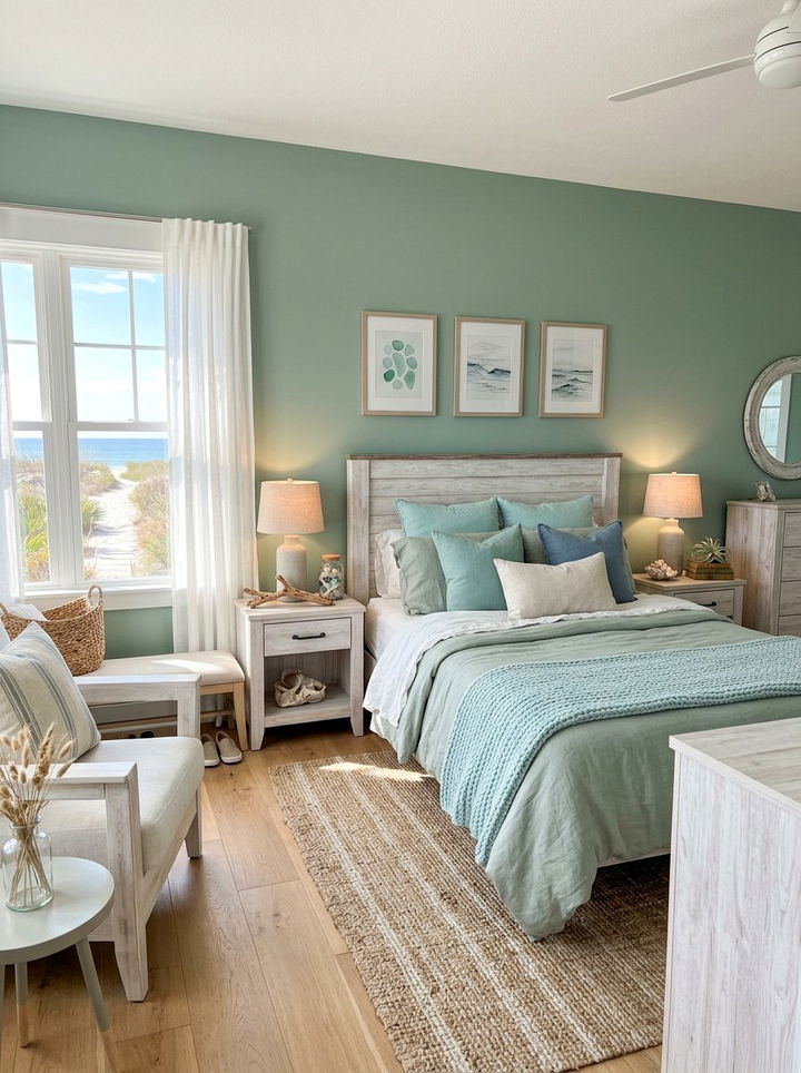 Coastal Sage Green Bedroom - 30 sage green accent wall bedroom